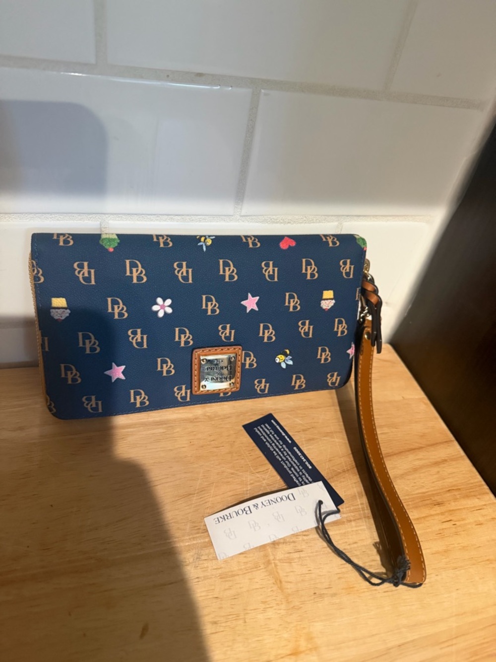 Dooney & Bourke Dark Blue Wallet with Hearts and Cupcakes